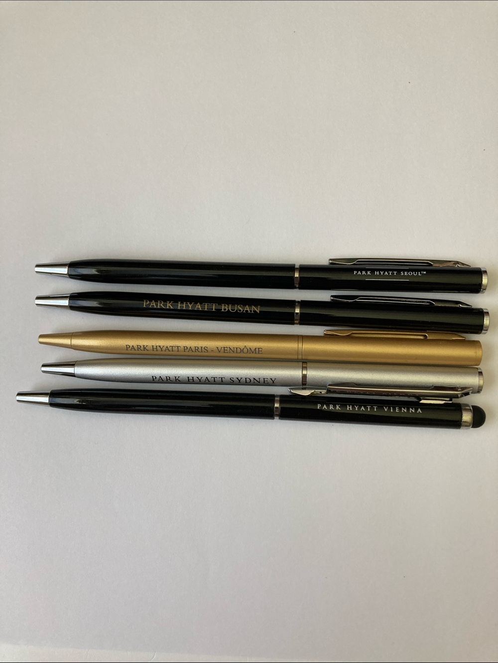 Collection of 5 Park Hyatt Luxury Hotel Pens Lot Collectible Set